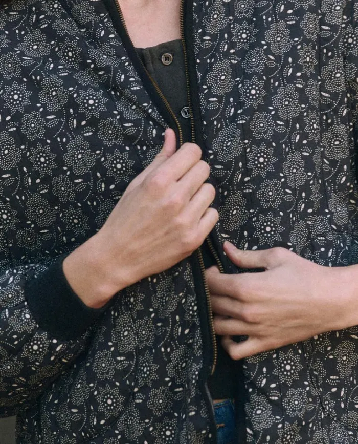 Outerwear Women039s The Great The Reversible Quilted Bomber Black Token Floral