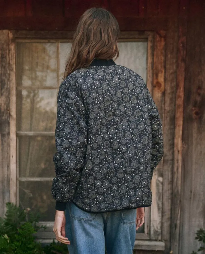 Outerwear Women039s The Great The Reversible Quilted Bomber Black Token Floral