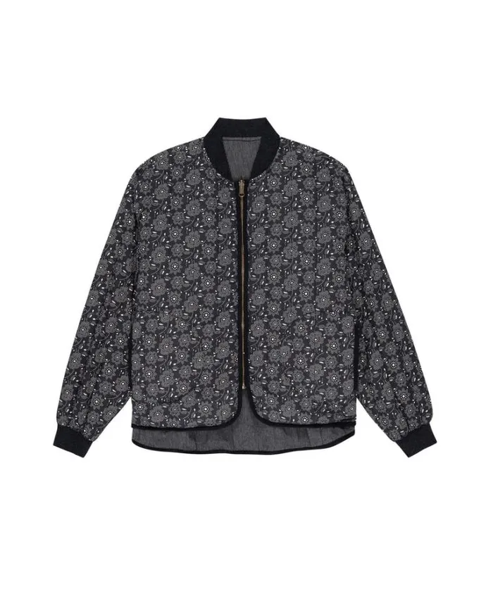 Outerwear Women039s The Great The Reversible Quilted Bomber Black Token Floral