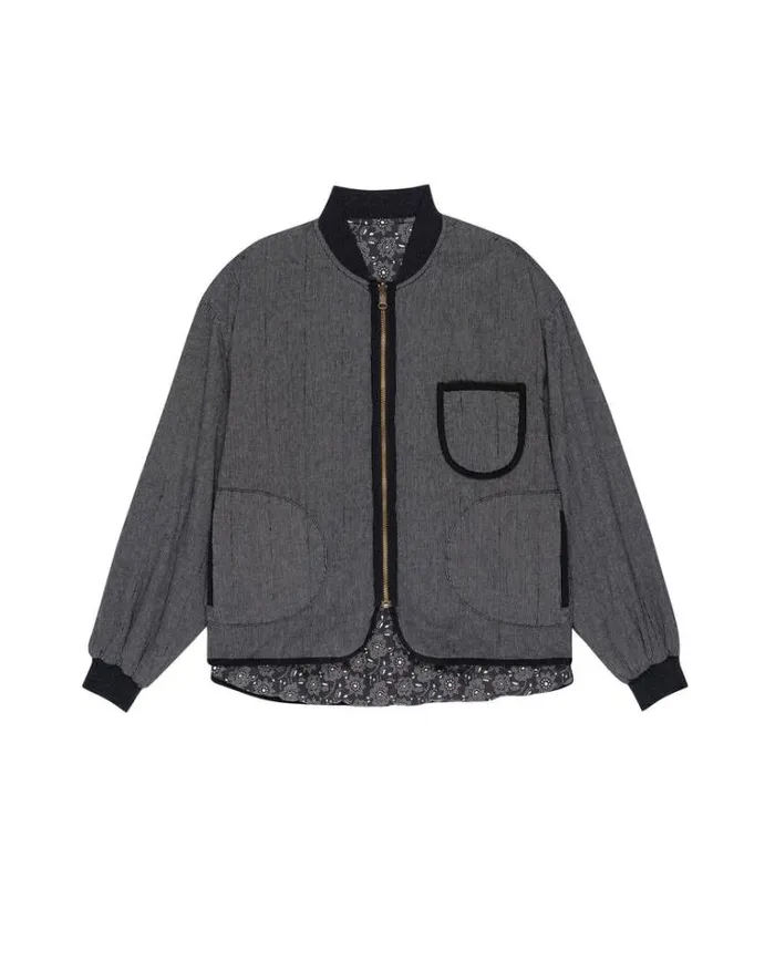 Outerwear Women039s The Great The Reversible Quilted Bomber Black Token Floral