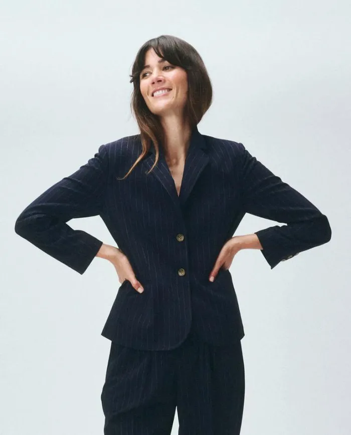 Outerwear Women039s The Great The Shrunken Blazer Navy Pin Stripe