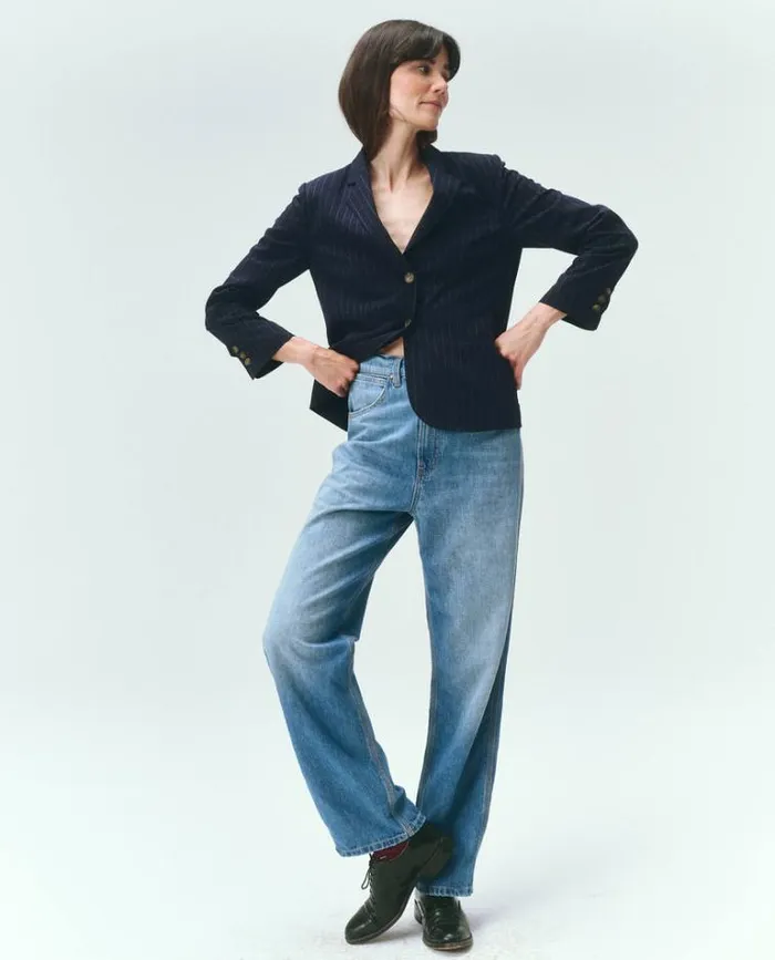 Outerwear Women039s The Great The Shrunken Blazer Navy Pin Stripe