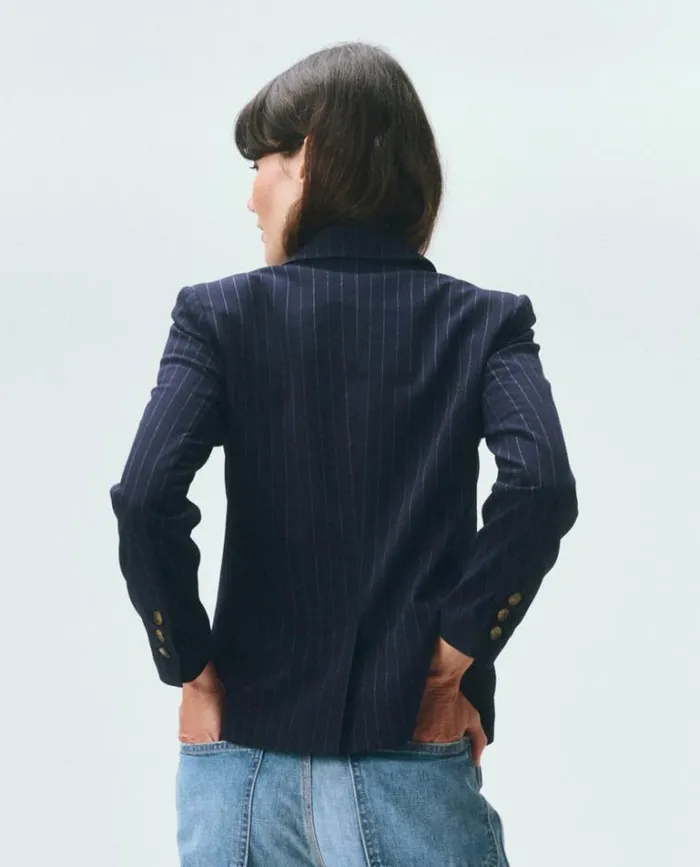 Outerwear Women039s The Great The Shrunken Blazer Navy Pin Stripe