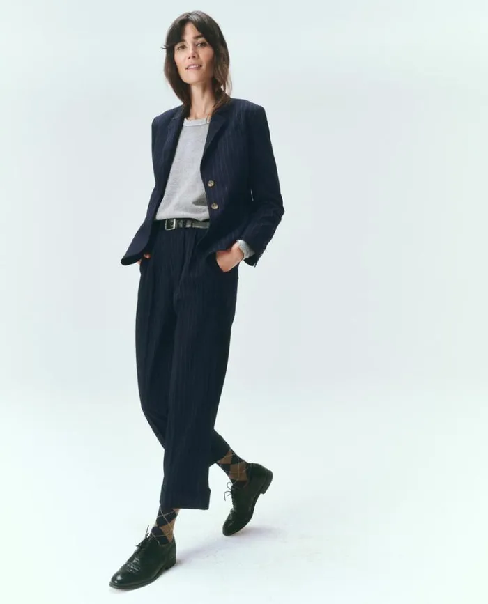 Outerwear Women039s The Great The Shrunken Blazer Navy Pin Stripe