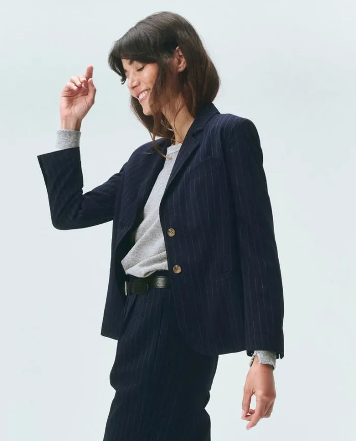 Outerwear Women039s The Great The Shrunken Blazer Navy Pin Stripe