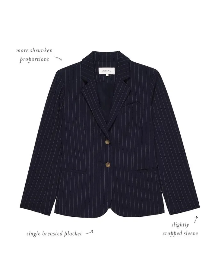 Outerwear Women039s The Great The Shrunken Blazer Navy Pin Stripe