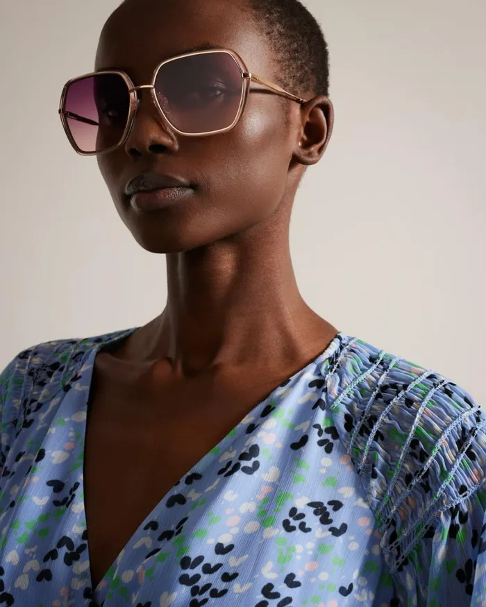 Oversized Hexagon Frame Sunglasses Rosegold Color Women Ted Baker Sunglasses Oversized Hexagon Frame Sunglasses Rosegold Color Women Ted Baker Sunglasses