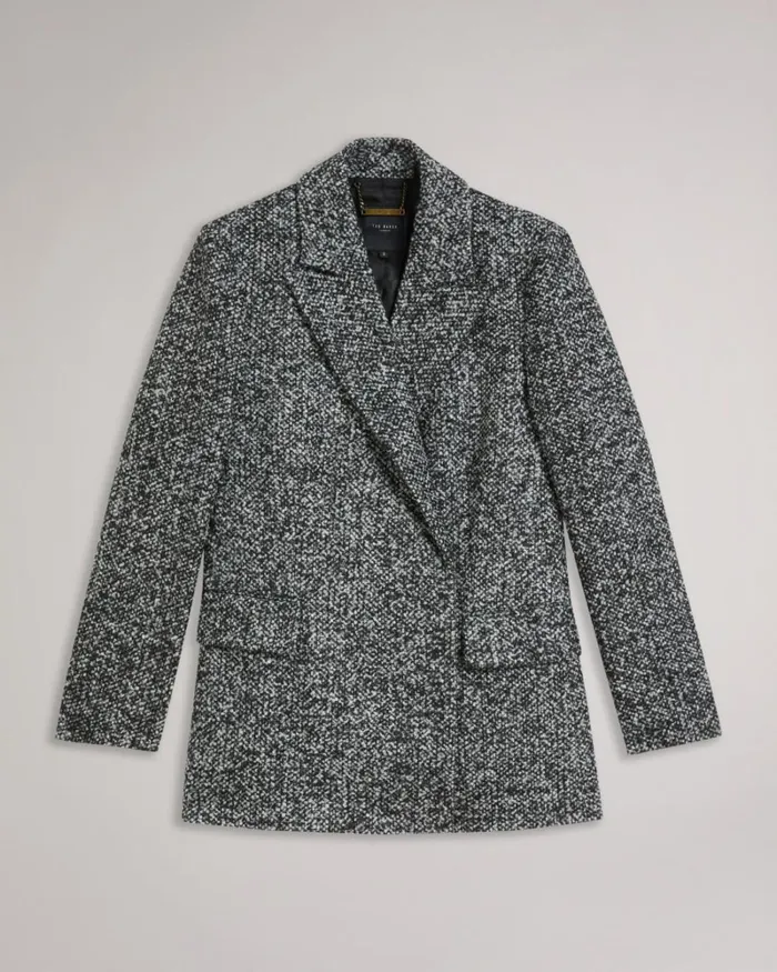 Oversized Marled Blazer Coat Black Women Ted Baker Clothing