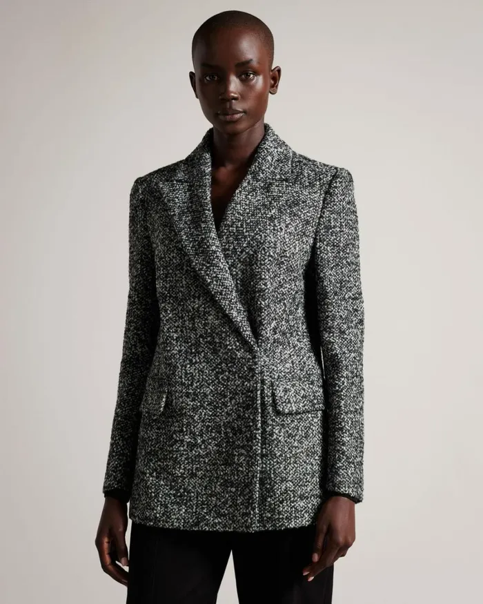 Oversized Marled Blazer Coat Black Women Ted Baker Clothing Oversized Marled Blazer Coat Black Women Ted Baker Clothing
