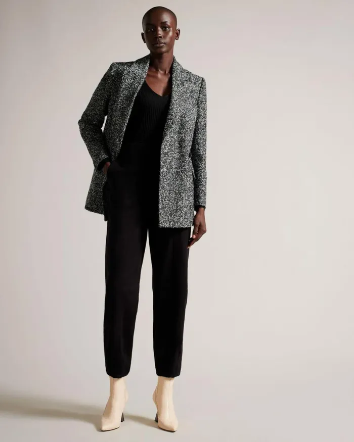 Oversized Marled Blazer Coat Black Women Ted Baker Clothing Oversized Marled Blazer Coat Black Women Ted Baker Clothing