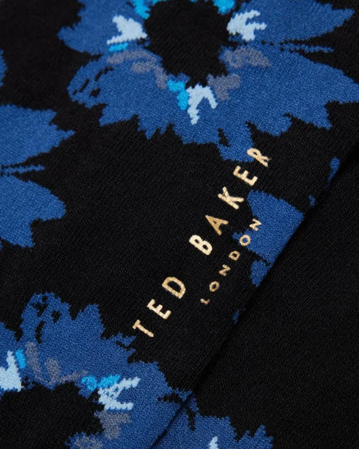 Painted Floral Print Socks Dark Navy Men Ted Baker Socks