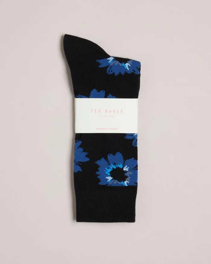 Painted Floral Print Socks Dark Navy Men Ted Baker Socks