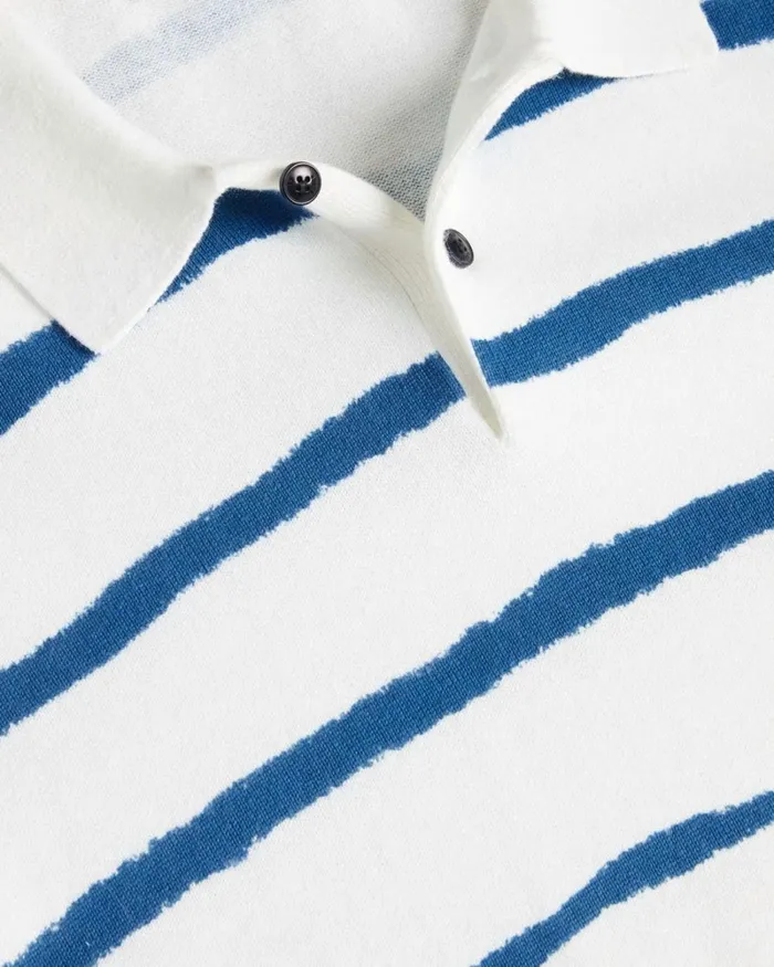 Painted Stripe Knitted Polo Shirt Ecru Men Ted Baker Tops Painted Stripe Knitted Polo Shirt Ecru Men Ted Baker Tops