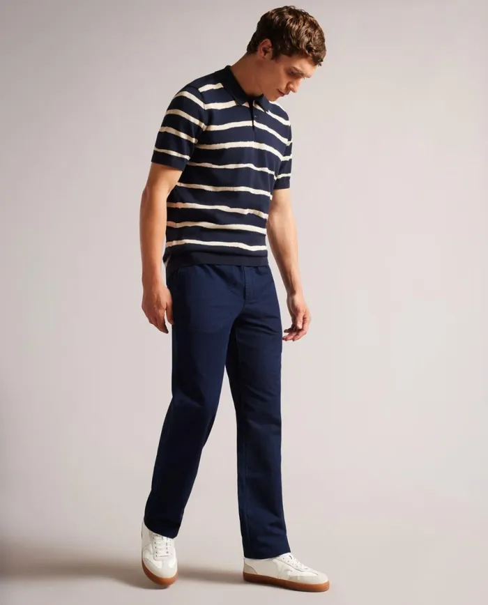 Painted Stripe Knitted Polo Shirt Navy Men Ted Baker Clothing Painted Stripe Knitted Polo Shirt Navy Men Ted Baker Clothing