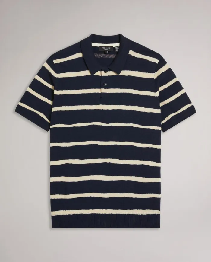 Painted Stripe Knitted Polo Shirt Navy Men Ted Baker Clothing Painted Stripe Knitted Polo Shirt Navy Men Ted Baker Clothing