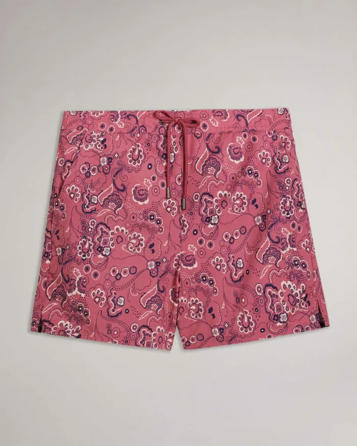Paisley Printed Swim Shorts Pink Men Ted Baker Clothing