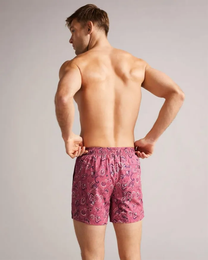 Paisley Printed Swim Shorts Pink Men Ted Baker Clothing