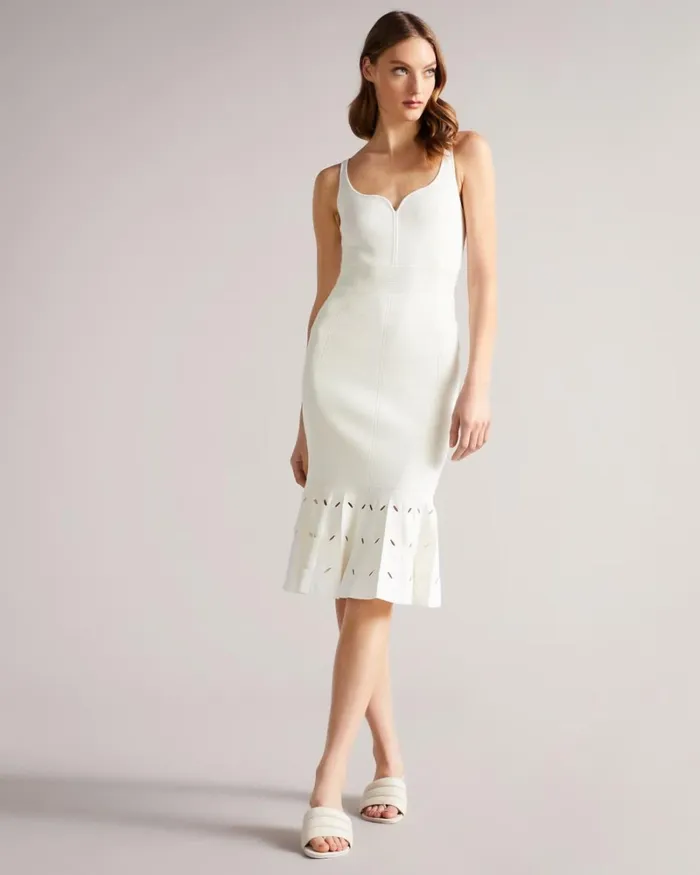 Panelled Flare Hem Midi Dress White Women Ted Baker Clothing Panelled Flare Hem Midi Dress White Women Ted Baker Clothing