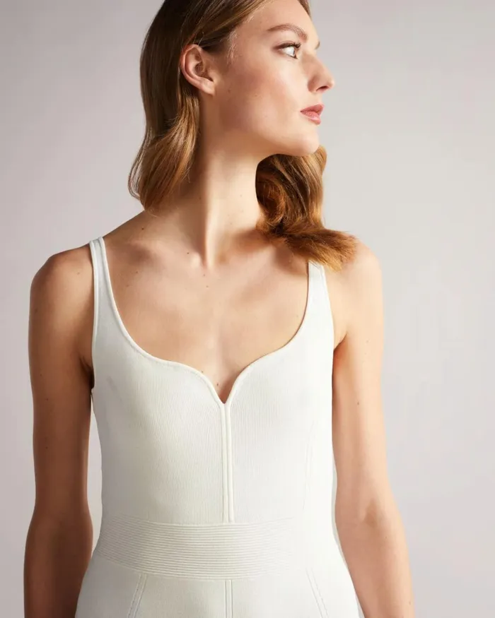 Panelled Flare Hem Midi Dress White Women Ted Baker Clothing Panelled Flare Hem Midi Dress White Women Ted Baker Clothing
