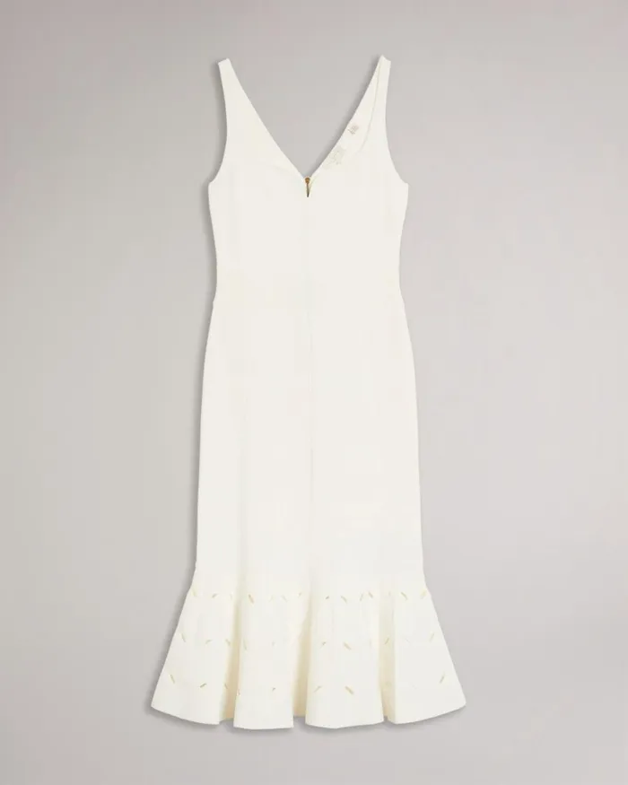 Panelled Flare Hem Midi Dress White Women Ted Baker Clothing Panelled Flare Hem Midi Dress White Women Ted Baker Clothing