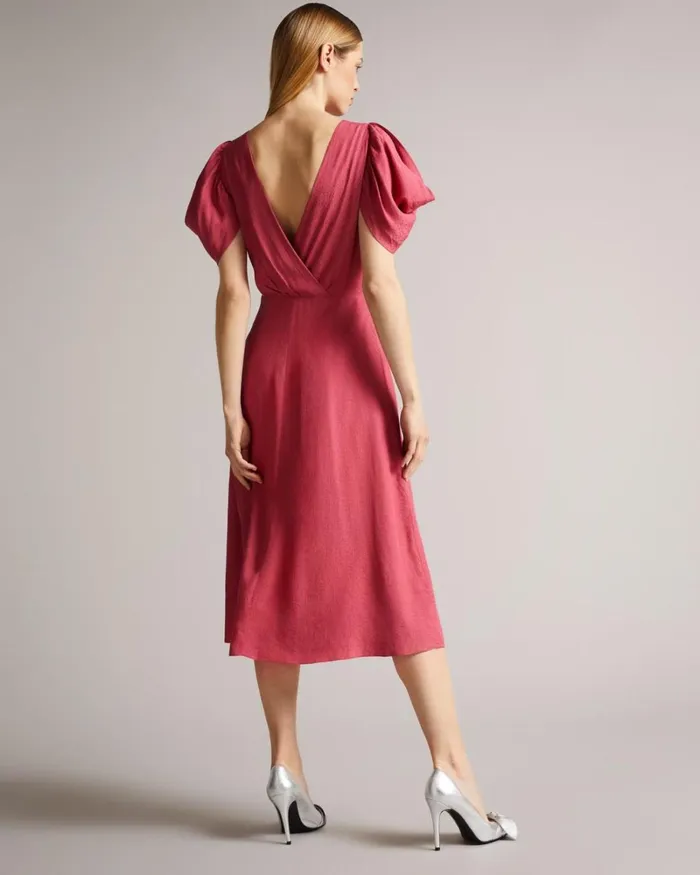Panelled Midi Tea Dress Medium Pink Women Ted Baker Dresses Panelled Midi Tea Dress Medium Pink Women Ted Baker Dresses