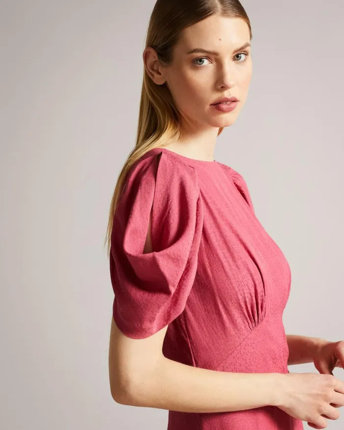 Panelled Midi Tea Dress Medium Pink Women Ted Baker Dresses Panelled Midi Tea Dress Medium Pink Women Ted Baker Dresses