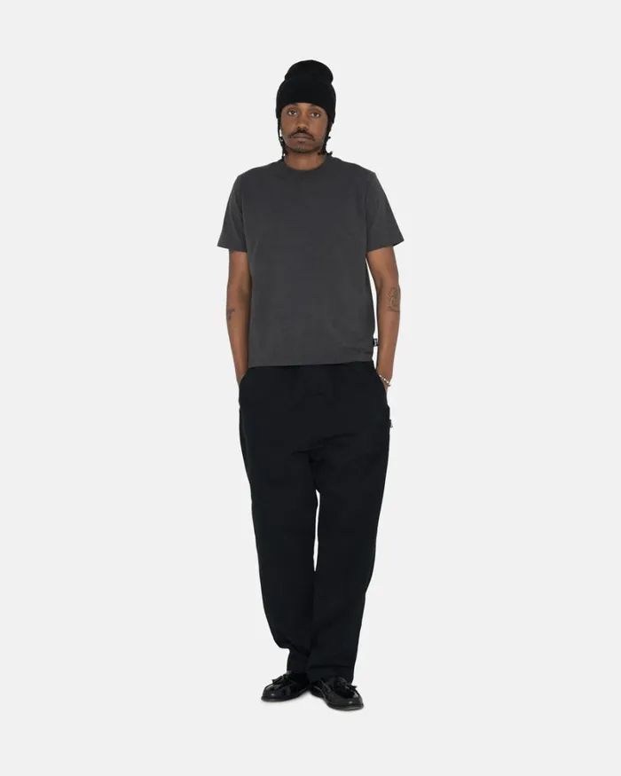 Pants Men Stussy BRUSHED BEACH PANT Black Pants Men Stussy BRUSHED BEACH PANT Black