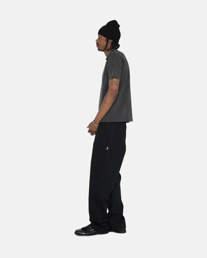 Pants Men Stussy BRUSHED BEACH PANT Black Pants Men Stussy BRUSHED BEACH PANT Black