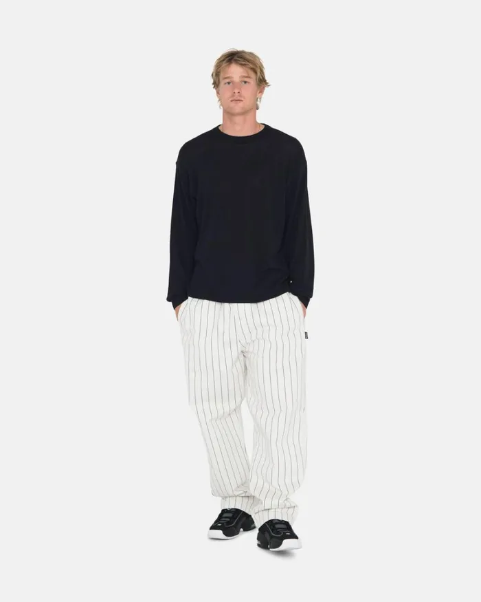 Pants Men Stussy BRUSHED BEACH PANT Bone Printed Stripe Pants Men Stussy BRUSHED BEACH PANT Bone Printed Stripe