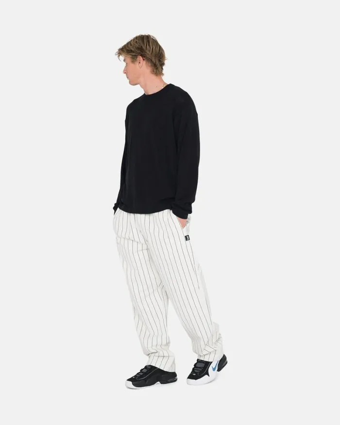 Pants Men Stussy BRUSHED BEACH PANT Bone Printed Stripe Pants Men Stussy BRUSHED BEACH PANT Bone Printed Stripe