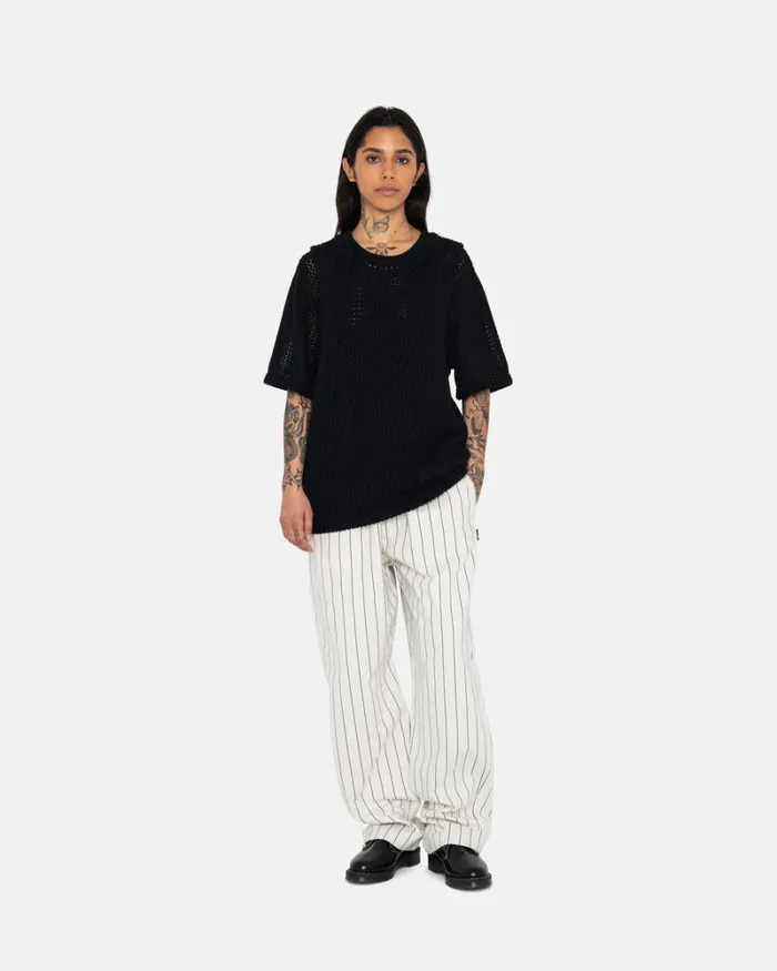 Pants Men Stussy BRUSHED BEACH PANT Bone Printed Stripe Pants Men Stussy BRUSHED BEACH PANT Bone Printed Stripe