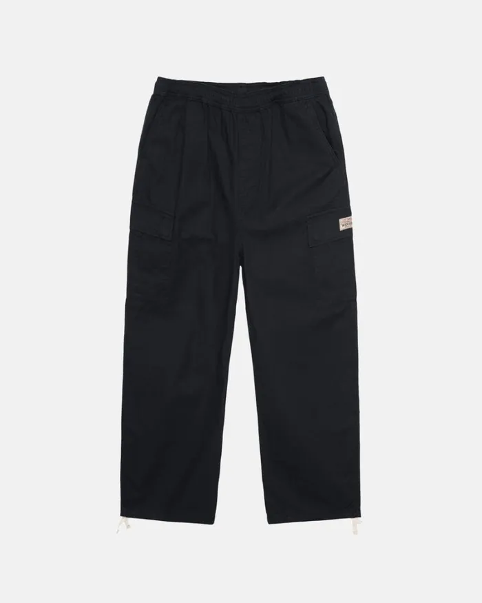 Pants Men Stussy RIPSTOP CARGO BEACH PANT Black