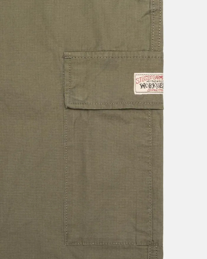 Pants Men Stussy RIPSTOP CARGO BEACH PANT Olive Pants Men Stussy RIPSTOP CARGO BEACH PANT Olive