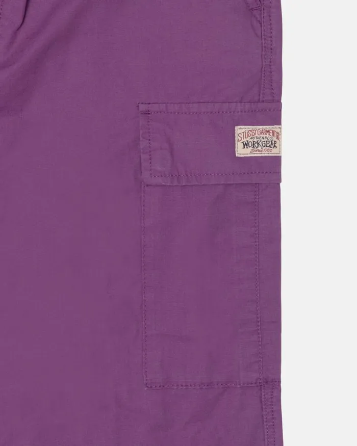 Pants Men Stussy RIPSTOP CARGO BEACH PANT Purple Pants Men Stussy RIPSTOP CARGO BEACH PANT Purple
