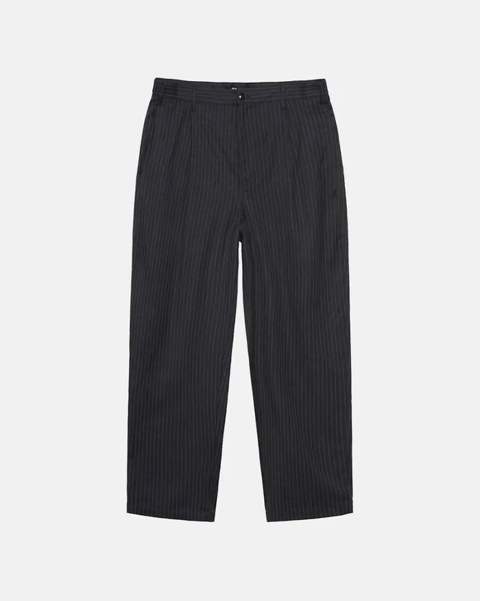 Pants Men Stussy STRIPE VOLUME PLEATED TROUSER Black