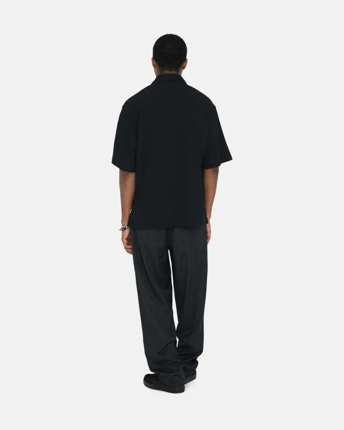 Pants Men Stussy STRIPE VOLUME PLEATED TROUSER Black Pants Men Stussy STRIPE VOLUME PLEATED TROUSER Black