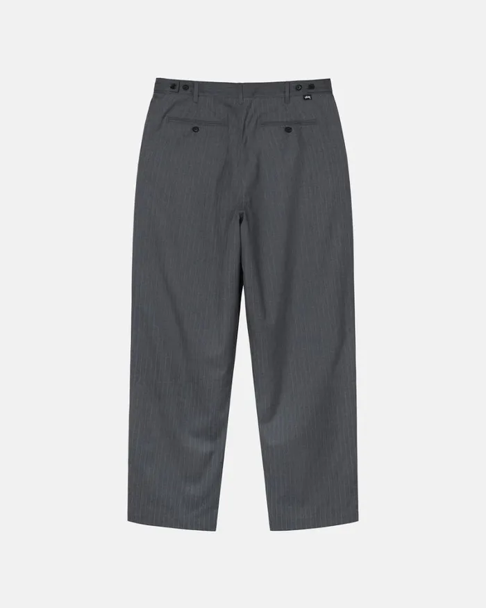 Pants Men Stussy STRIPE VOLUME PLEATED TROUSER Grey Pants Men Stussy STRIPE VOLUME PLEATED TROUSER Grey