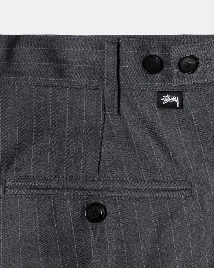 Pants Men Stussy STRIPE VOLUME PLEATED TROUSER Grey Pants Men Stussy STRIPE VOLUME PLEATED TROUSER Grey