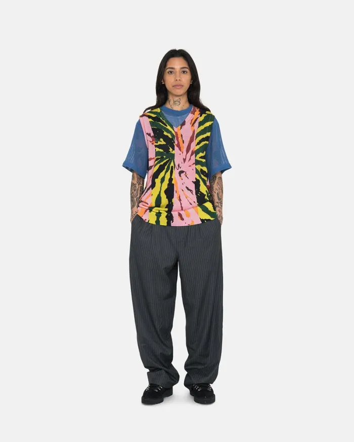 Pants Men Stussy STRIPE VOLUME PLEATED TROUSER Grey Pants Men Stussy STRIPE VOLUME PLEATED TROUSER Grey