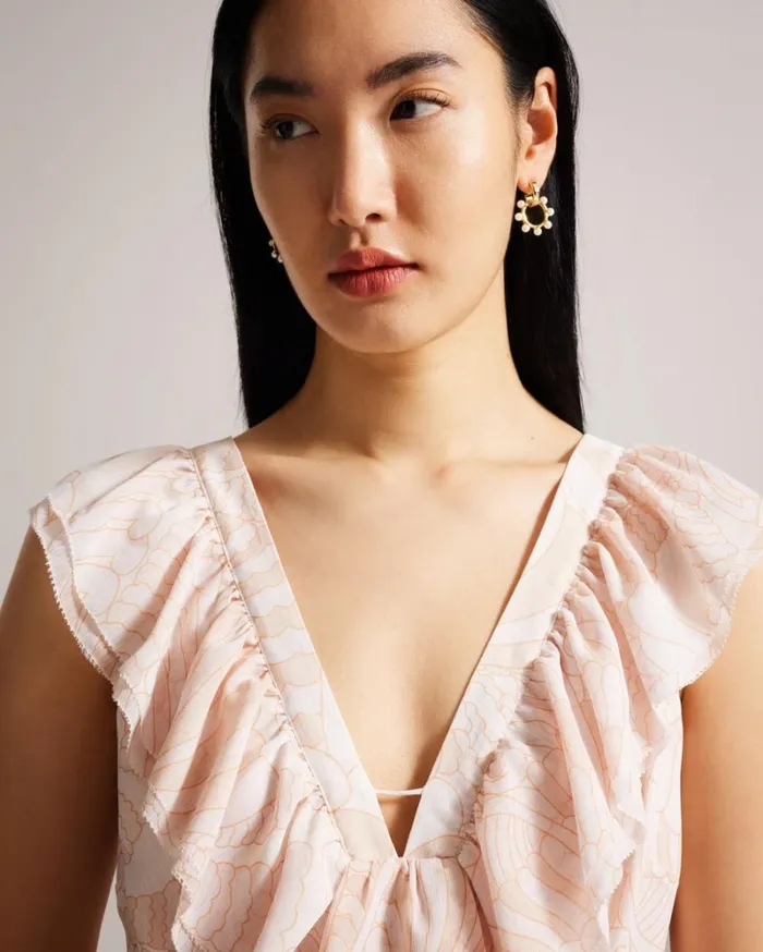 Pearl Bubble Drop Hoop Earrings Gold Color Women Ted Baker Jewelry