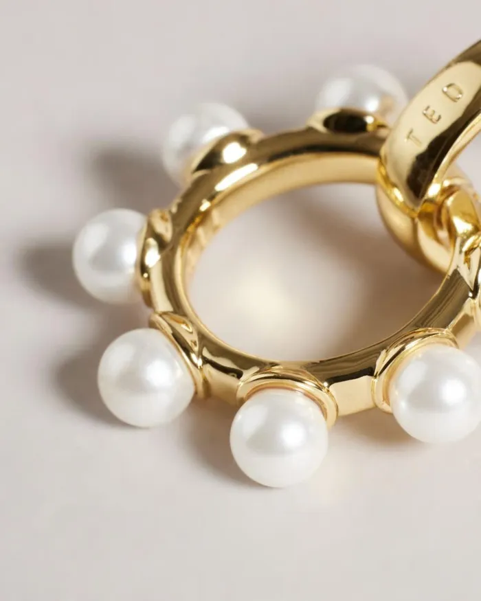 Pearl Bubble Drop Hoop Earrings Gold Color Women Ted Baker Jewelry