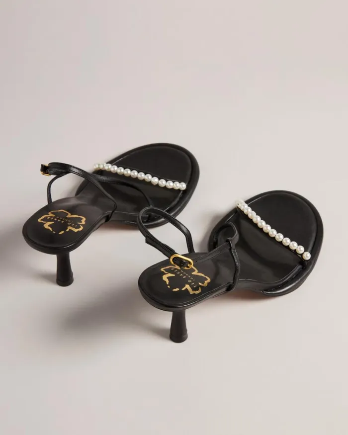 Pearl Kitten Heel Sandals Black Women Ted Baker Heels