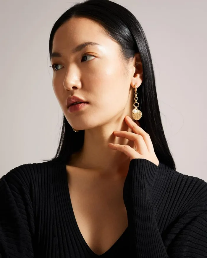 Pearly Chain Drop Earrings Gold Color Women Ted Baker Jewelry