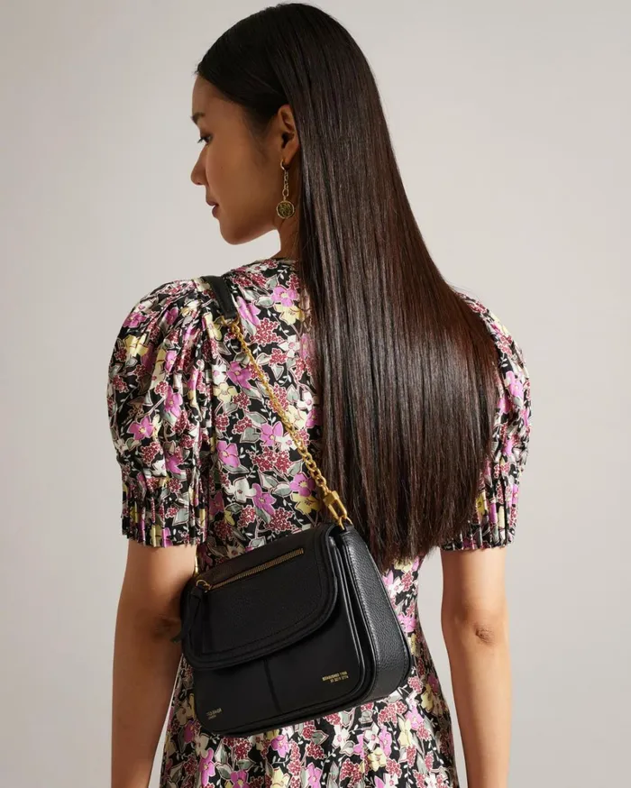 Pebble Leather Shoulder Bag Black Women Ted Baker Bags