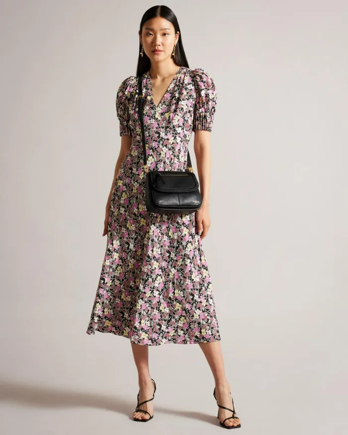 Pebble Leather Shoulder Bag Black Women Ted Baker Bags