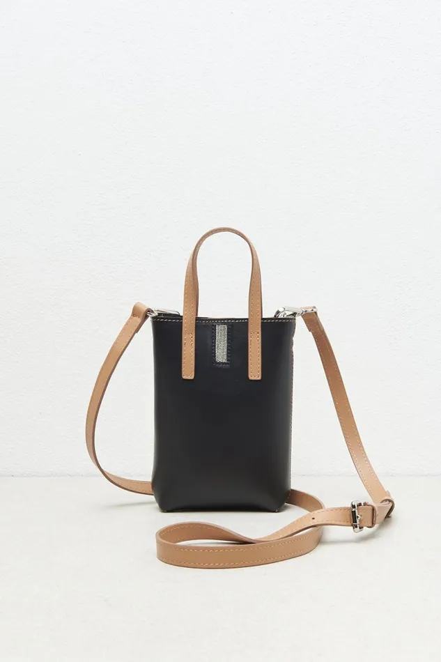 Peserico Bags Woman Genuine Leather Micro Cell Phone Bag Black