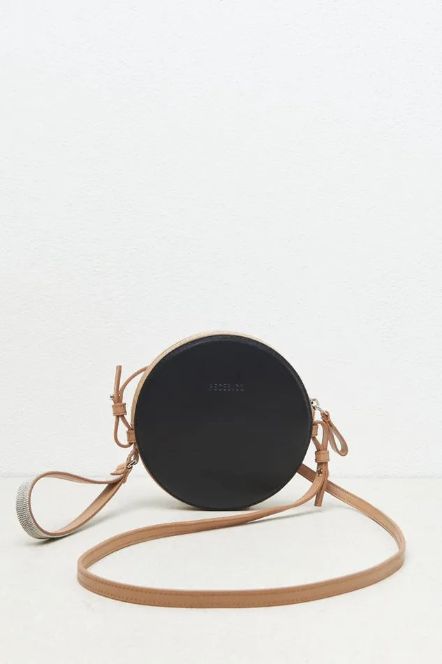 Peserico Bags Woman Round Genuine Leather Bag With Wristband And Shoulder Strap Black Peserico Bags Woman Round Genuine Leather Bag With Wristband And Shoulder Strap Black