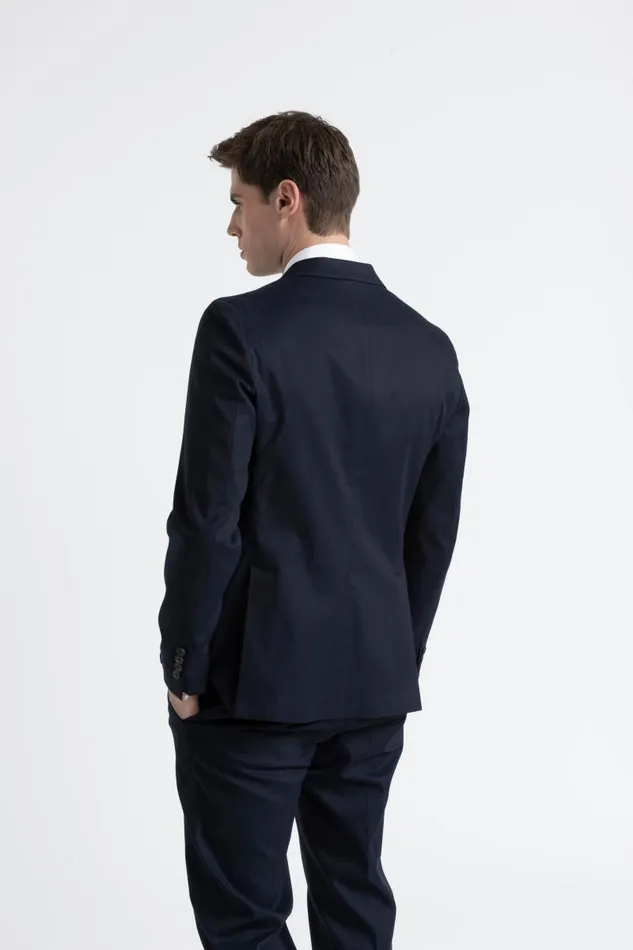 Peserico Blazers Man Cotton Tencel And Wool SingleBreasted Blazer Inkwell Blue Peserico Blazers Man Cotton Tencel And Wool SingleBreasted Blazer Inkwell Blue
