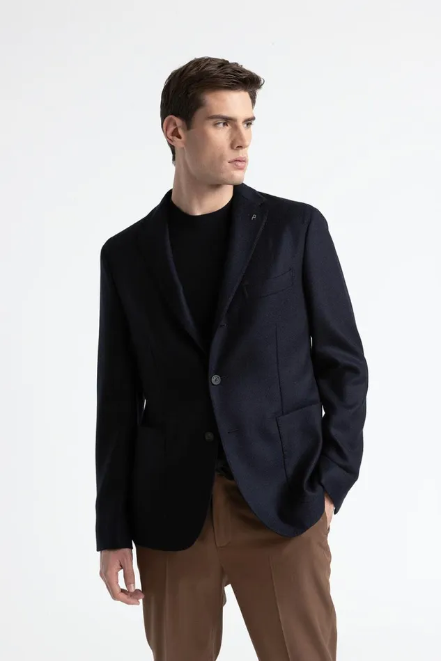 Peserico Blazers Man Wool And Cashmere SingleBreasted Blazer Inkwell Blue
