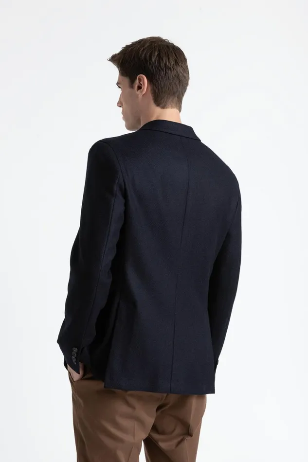 Peserico Blazers Man Wool And Cashmere SingleBreasted Blazer Inkwell Blue Peserico Blazers Man Wool And Cashmere SingleBreasted Blazer Inkwell Blue